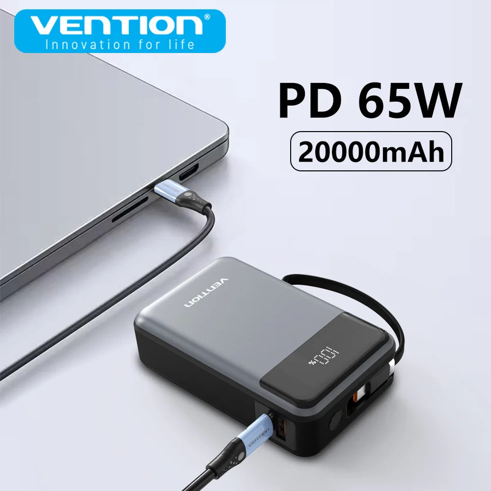 Vention 65W Power Bank 20000Mah Fast Charging Powerbank Exte